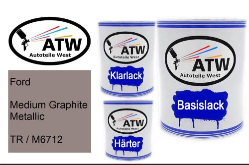 Ford, Medium Graphite Metallic, TR / M6712: 1L Lackdose + 1L Klarlack + 500ml Härter - Set, von ATW Autoteile West.